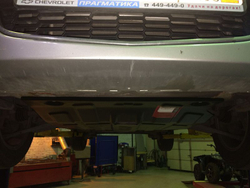 Защита картера двигателя, КПП (1,8 мм, сталь) для Chevrolet Aveo 2011-2015 (V = 1.6 MT/AT), Chevrolet Cobalt 2013-2016 (V = 1.5 MT), Chevrolet Nexia R3 2016-2018 (V = 1.6 AT), Ravon R4 2016- (V = 1.5 MT/AT) Sheriff.04.2221