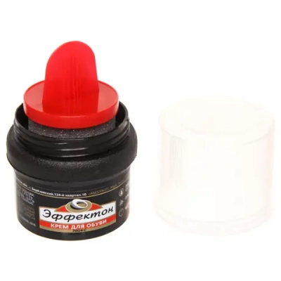Крем для обуви с губкой ЭФФЕКТОН - Люкс, цвет черный, 50мл