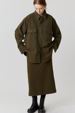 Юбка с разрезом зеленого цвета