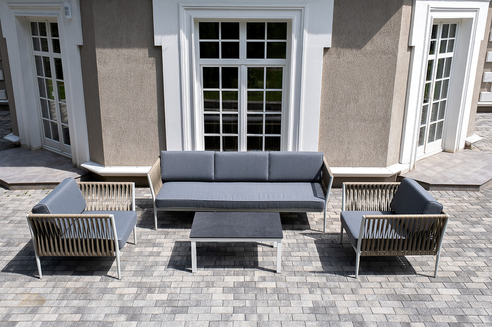 "Касабланка" лаунж-зона плетеная из роупа 5-местная, цвет серый