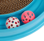 Игровой комплекс для кошек с гофрокогтеточкой, мышью на пружине и 2 шариками