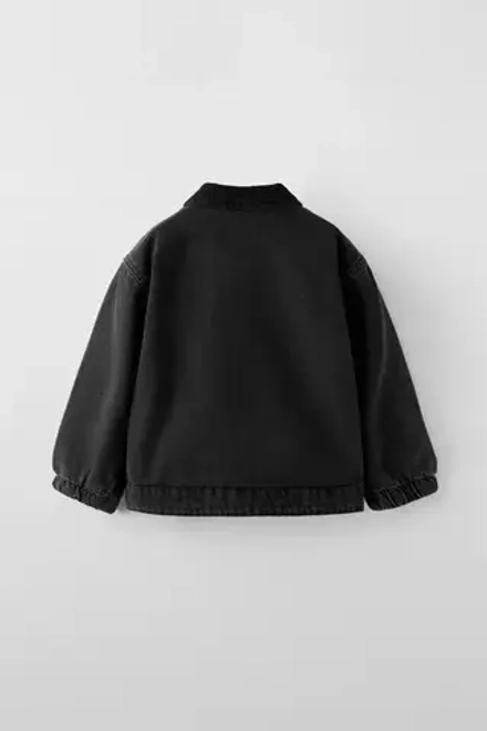 ZARA ДЖИНСОВАЯ КУРТКА С ВЫШИВКОЙ, ЧЕРНЫЙ