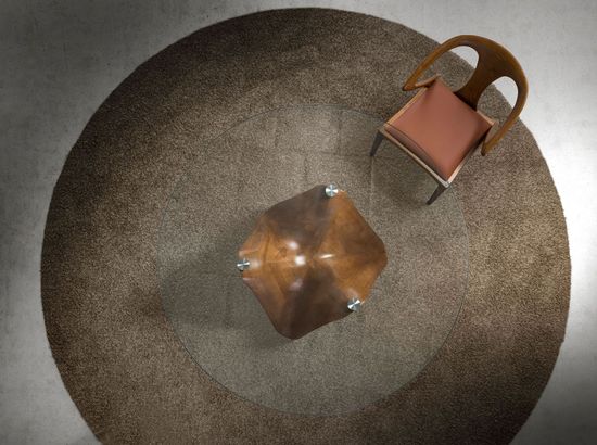 Круглый обеденный стол из закаленного стекла и ореха 1126-Ø150 Испания 