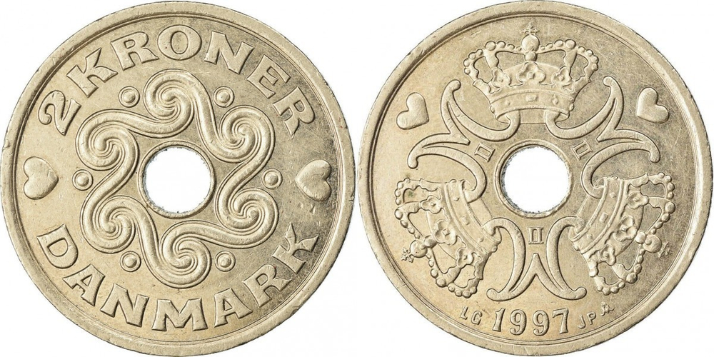 Дания 2 кроны, 1992-2023 Королева Маргрете II XF