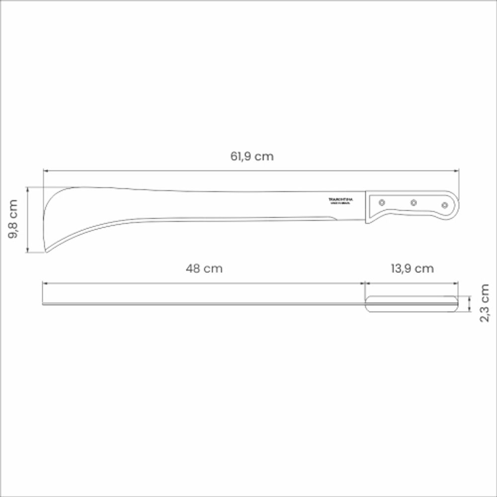 Мачете Tramontina 26626019-1 туристическое походное садовое для рубки кустарника сталь дерево 62 см | Tramontina
