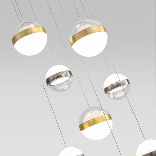 5037/84L L-VISION ODL24 511 ант.бронза/никель/прозрачн/молочный/металл/акрил Люстра каскадная LED 84W 4000K 4800лм RONI