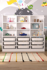 Стеллаж ALMINA с 9 выдвижными ящиками - белый