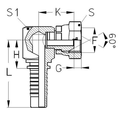 Фитинг DN 10 BSP (Г) 3/8 (90) compact