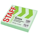 Блок самоклеящийся 76х76мм. 100л. "Standard" пастельный, зеленый (STAFF)