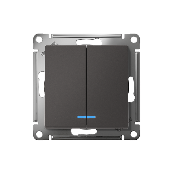 Выключатель 2-кл. AtlasDesign (сх. 5а) 10AX с подсветкой механизм базальт SE ATN001453