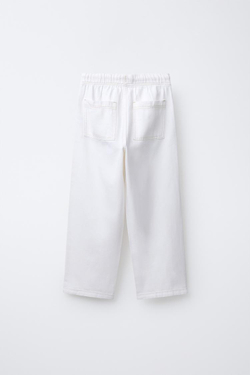 ZARA ДЖИНСЫ ШИРОКОГО КРОЯ, ЭКРЮ