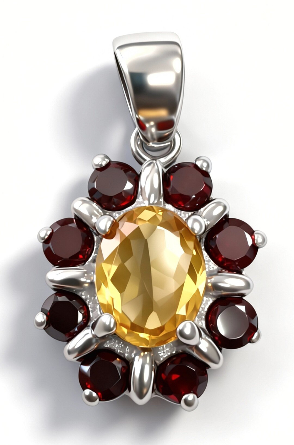 Ювелирная подвеска из серебра 925 пробы,вставка раух-топаз,цитрин