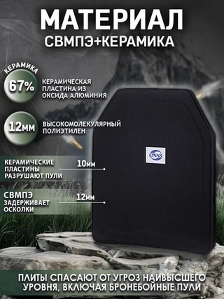 Бронеплиты 2шт (плитник) 3 кг, СВМП с аксидом алюминия