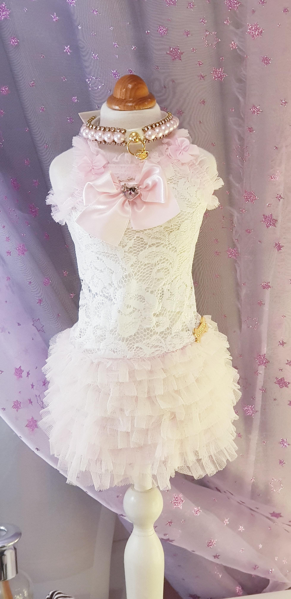 Платье-сарафан "Lace Dance White+Pink Dress" For Pets Only (Италия)