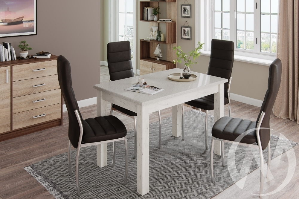 Стол обеденный Бостон-1 (дуб крафт белый/белый гранит)