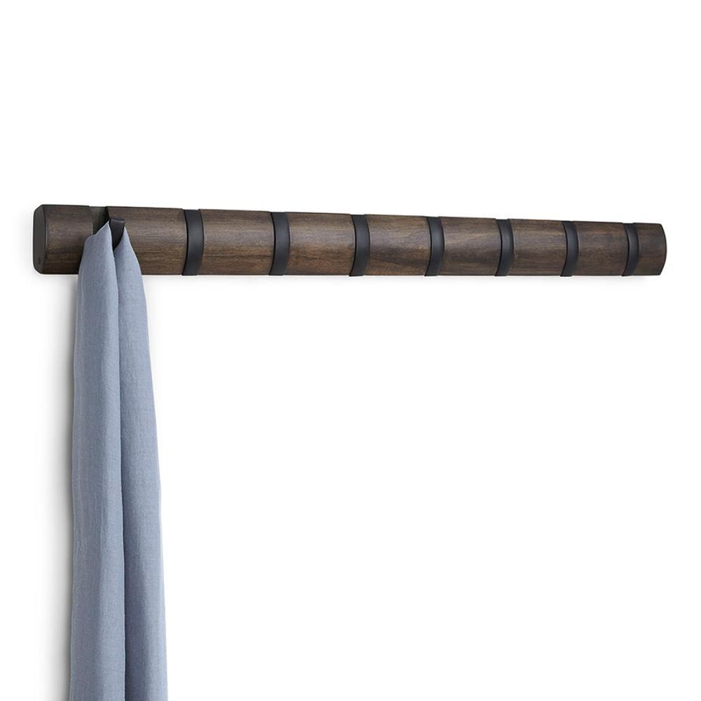 Вешалка настенная Flip, 81 см, 8 крючков, черная/орех