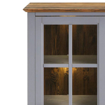 Буфет, 155х41х202, Лэйквью, для кухни и гостиной, деревянный с 4 дверями, из массива дерева, серый, MAKOSA