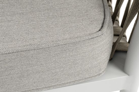 "Касабланка" диван модульный плетеный из роупа, каркас алюминий, роуп серо-коричневый 23мм, ткань бежевая 15052