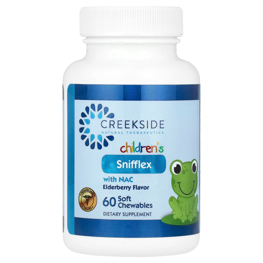 Creekside Natural Therapeutics, Snifflex для детей с NAC, бузиной, 60 жевательных таблеток