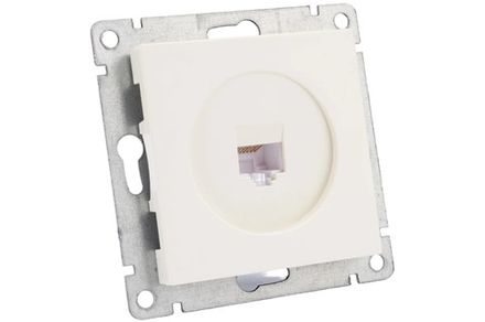 Розетка компьютерная одноместная "UNIVersal" серия "Афина", с/у, 1А, RJ45, слоновая кость (ivory)