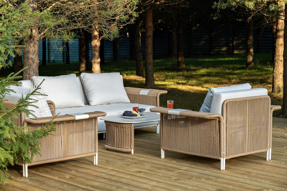 "Мальдивы" лаунж-зона из искусственного ротанга, цвет соломенный