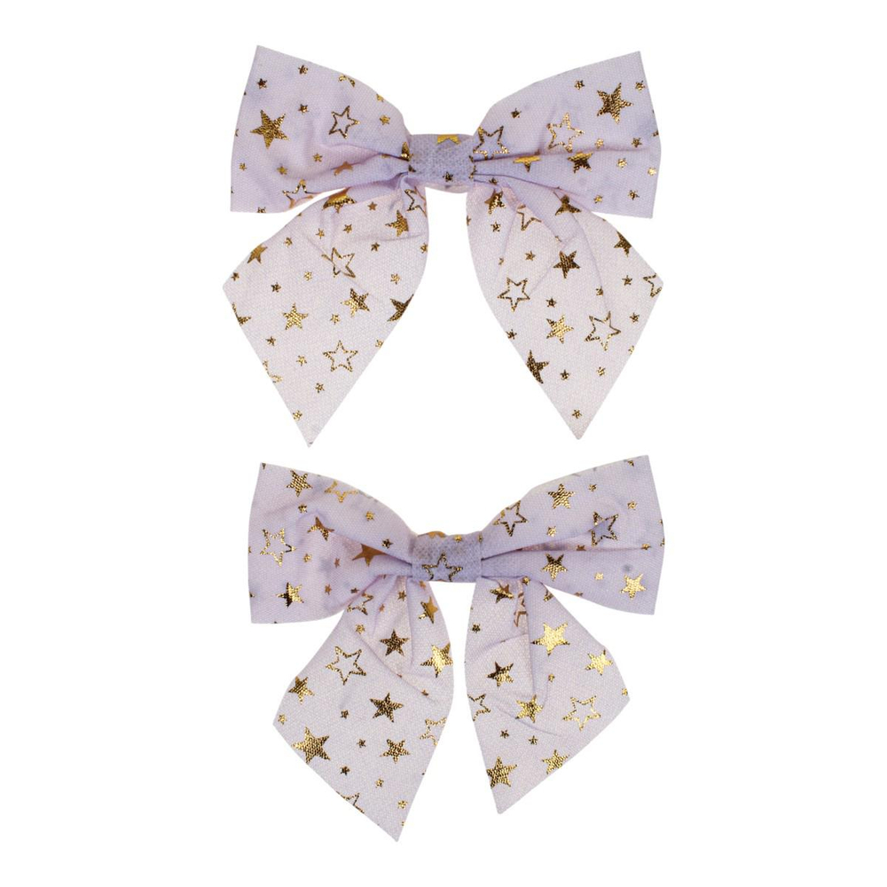 Бант на ёлку "Звездопад" 15*15см. (набор 2 шт.) Белый/золото (Серпантин)