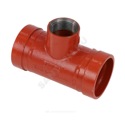 Тройник переходной под резьбу грувлок ковкий чугун XGQT08S Ду100х65 (Дн114х2 1/2") Ру25 JIANZHI