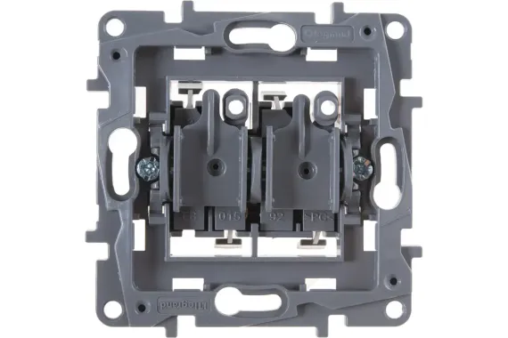 Выключатель Legrand Etika 2-клавишный алюминий 30170