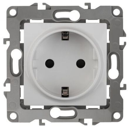 Розетка 1-м СП Эра12 12-2011-01 16А IP20 16AX 250В 2P+E Schuko без монтаж. лапок винт бел. Эра Б0029234