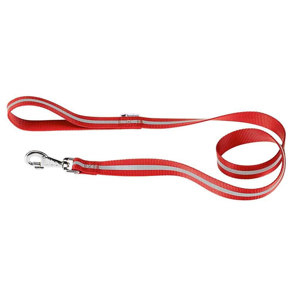 Поводок Ferplast CLUB REFLEX 20/120 со светоотражающей полоской, красный 120 см