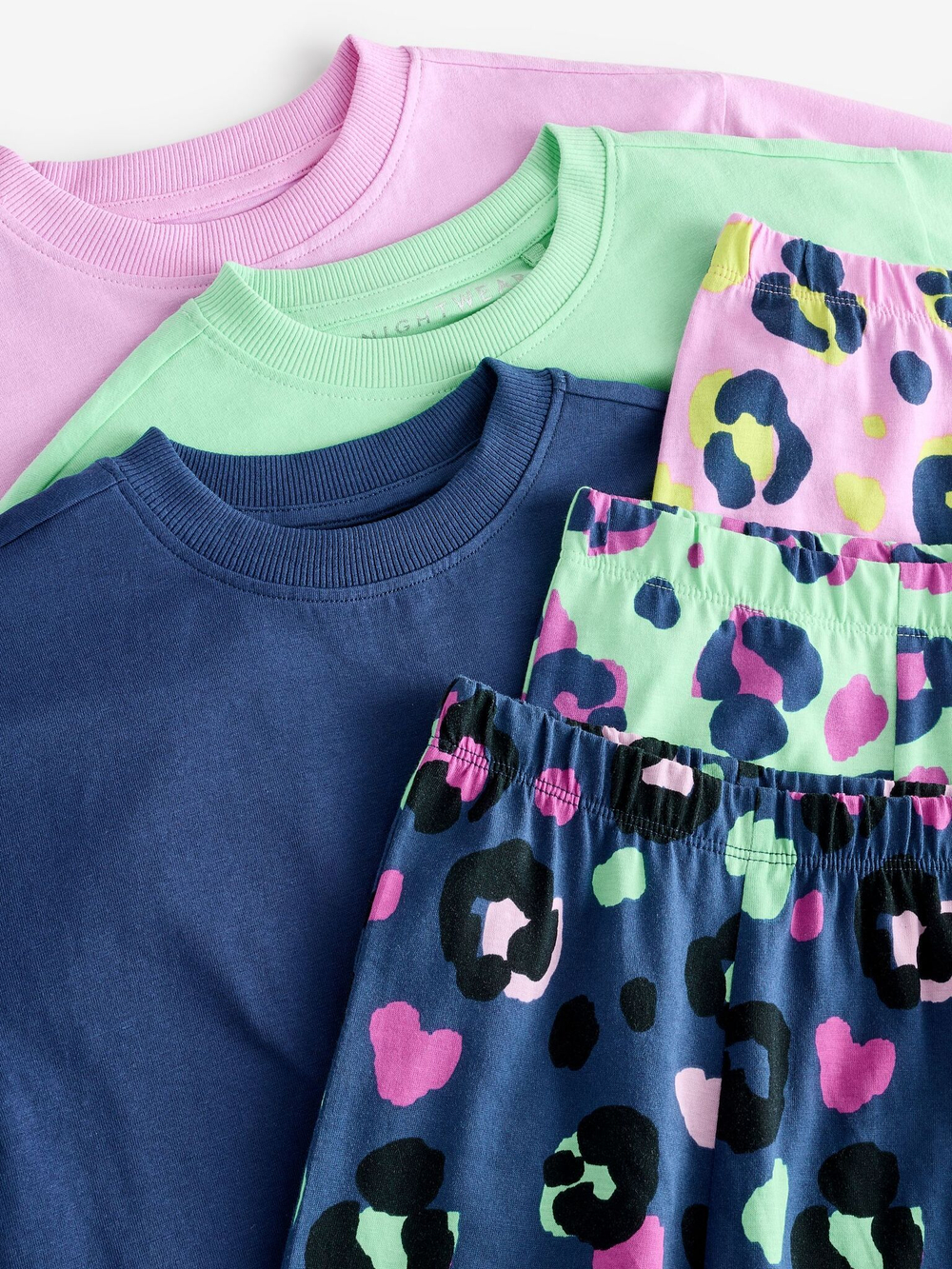 Пижама для девочки Next Q96-921, 3 шт., Розовый, Мятный, Темно-синий