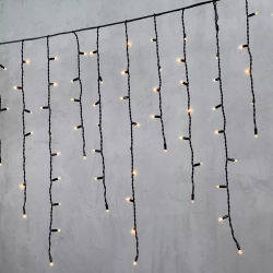 Светодиодная бахрома с колпачком 3,2*0,9 м., 168 экстра теплых белых LED ламп, каучуковый черный провод, LTC (LL168-1-2EWW)