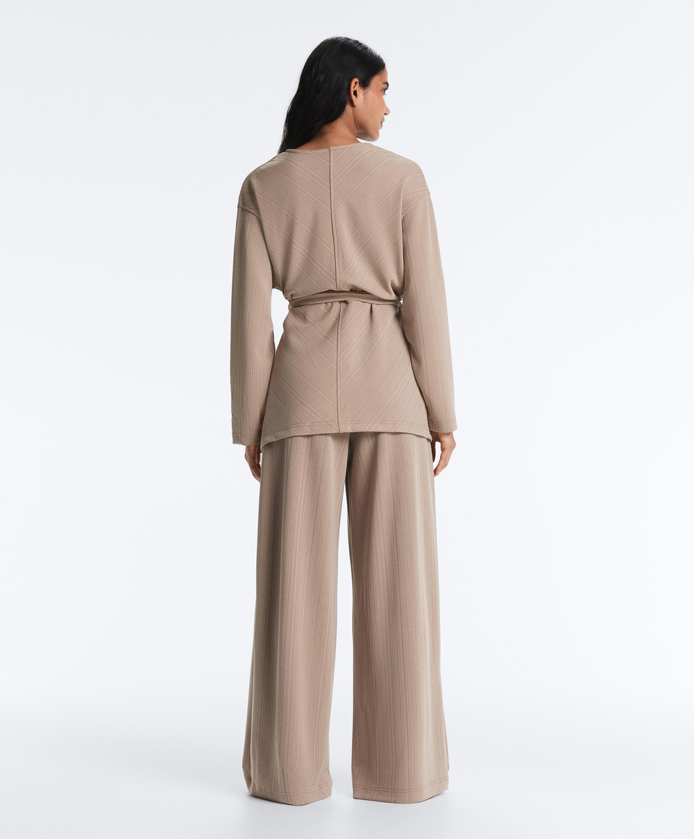 OYSHO Прямые брюки с асимметричной полосой и модалом, темно-серый