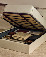 Основание кровати Nelzi из шенилла цвета экрю для матраса 150 x 200 см