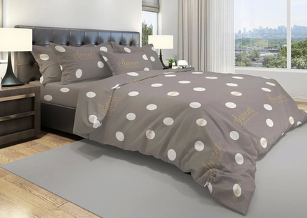 Комплект постельного белья 1.5 сп БЯЗЬ "Bubbles темный" (нав. 50х70 или 70х70)