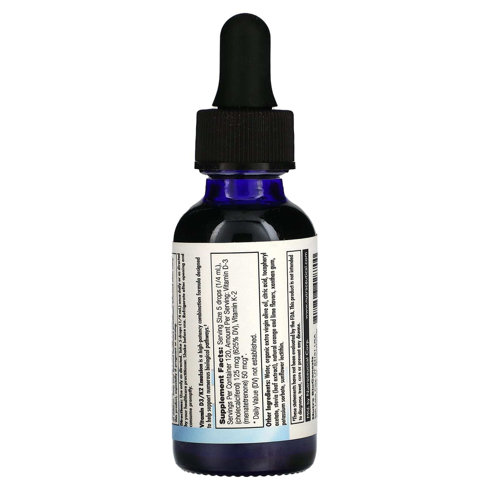 Nutra BioGenesis, эмульсия витаминов D3 и K2, 30 мл (1 жидк. унция)