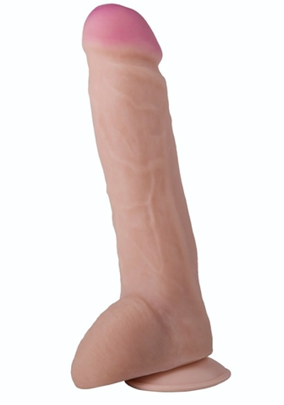 Крупный фаллоимитатор на присоске - 23,5 см. (Цвет: телесный)