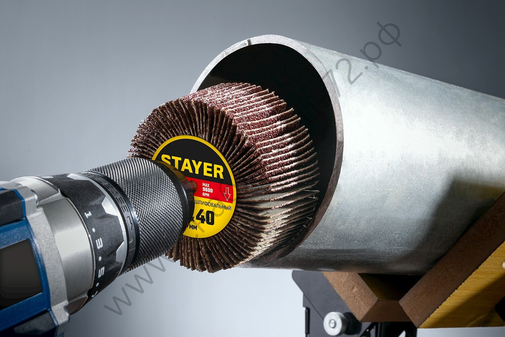 STAYER d 50 x 20 мм, P80, на шпильке d 6 мм, Круг шлифовальный лепестковый (36607-080)