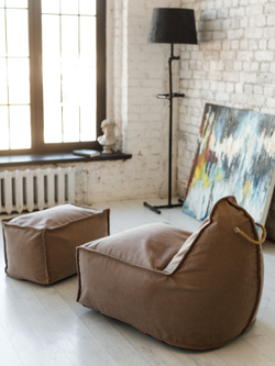 Кресло Манхеттен Бежевое с Пуфом