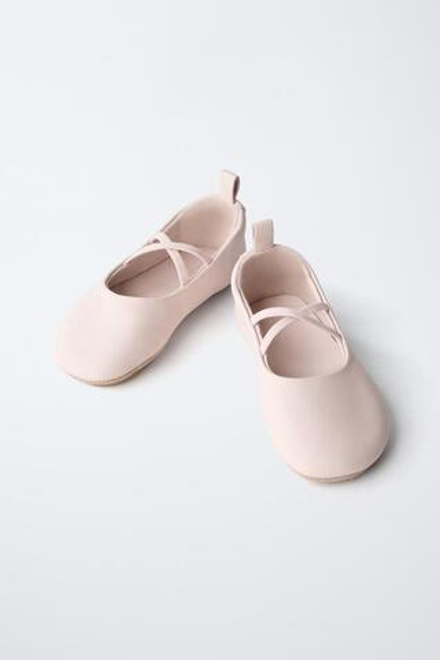 ZARA КОЖАНЫЕ БАЛЕТКИ, РОЗОВЫЙ