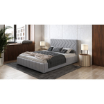 Кровать Милана без ПМ 180 см велюр светлый кварцевый серый