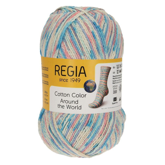 Пряжа Regia Cotton Color (02415/Куба), 72% хлопок, 18% полиамид, 10% полиэстер, 100г/420м