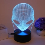 Светильник ночник «3D-Пришелец» на пластиковой подставке, с включателем USB
