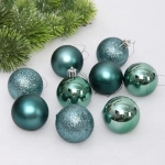 Новогодние шары 5 см (набор 24 шт) «Микс фактур», темный нефрит