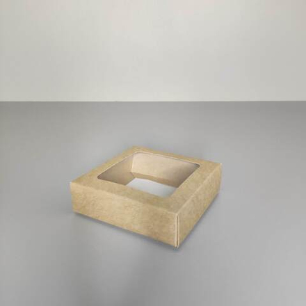 Коробка для пряников и печенья с окном крафт 10х10х3 см