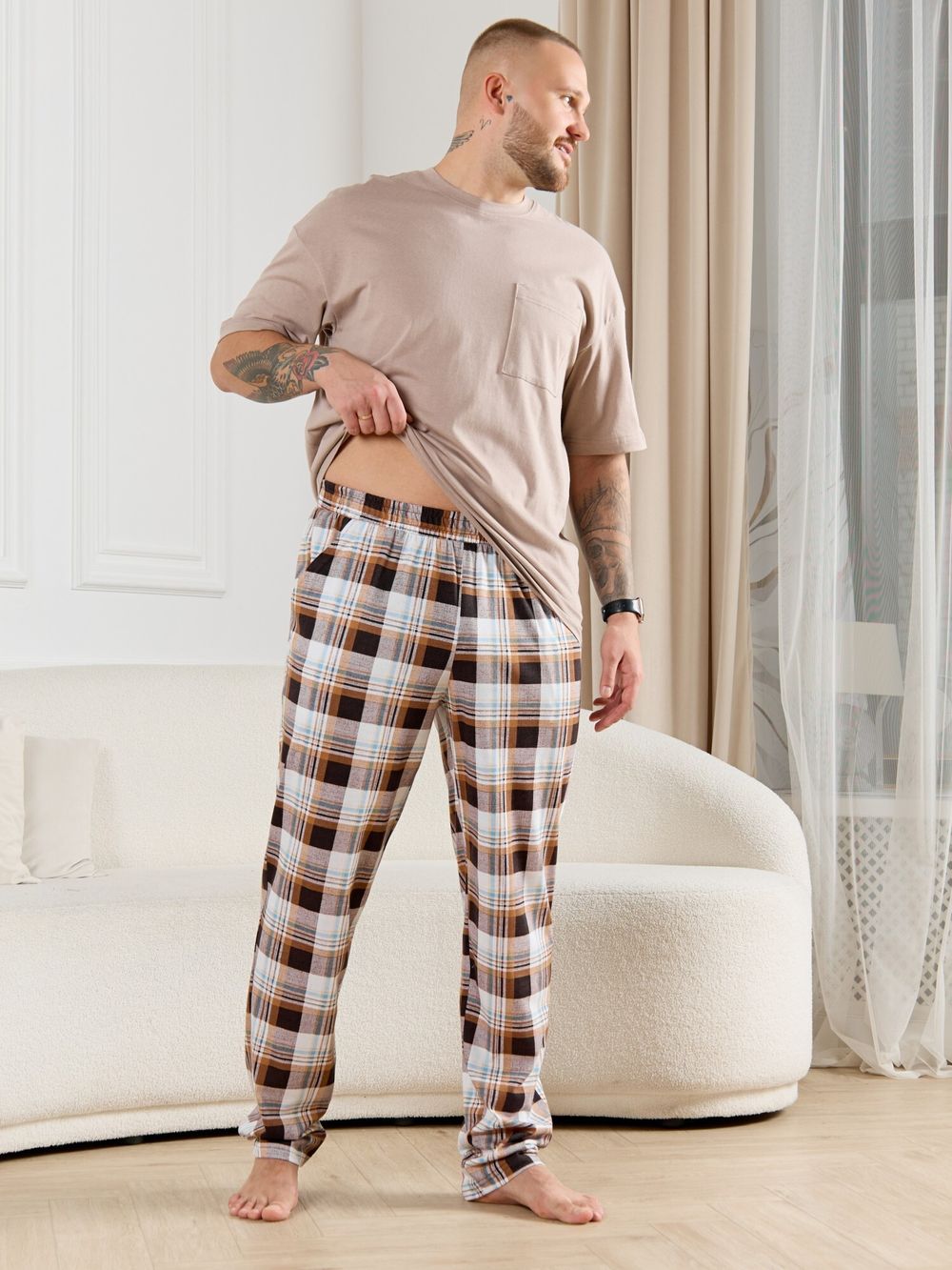 Брюки мужские Тор-1 Виотекс КЛЕТКА КОРИЧНЕВАЯ