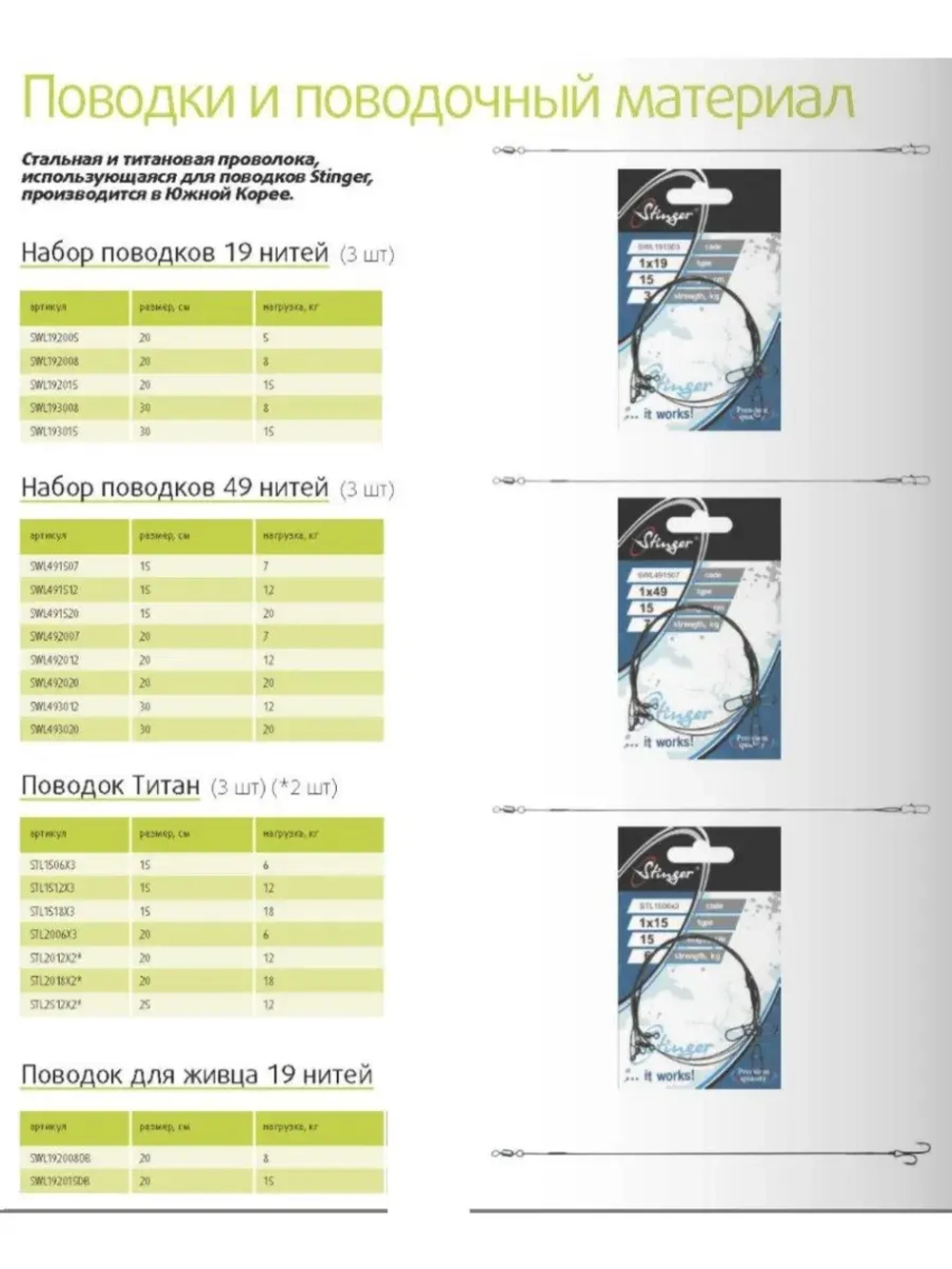 Поводки для живца 19 нитей SWL192008DB, 20 см, 8 кг