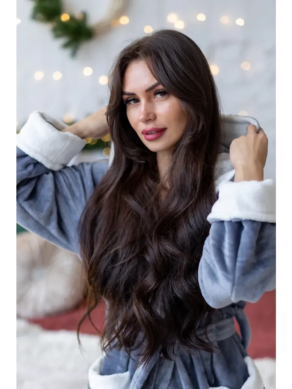 Халат теплый с капюшоном