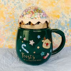 Lenardi 315-003 Детская кружка 470мл с крышкой НОВЫЙ ГОД в под.уп. (х48)Фарфор