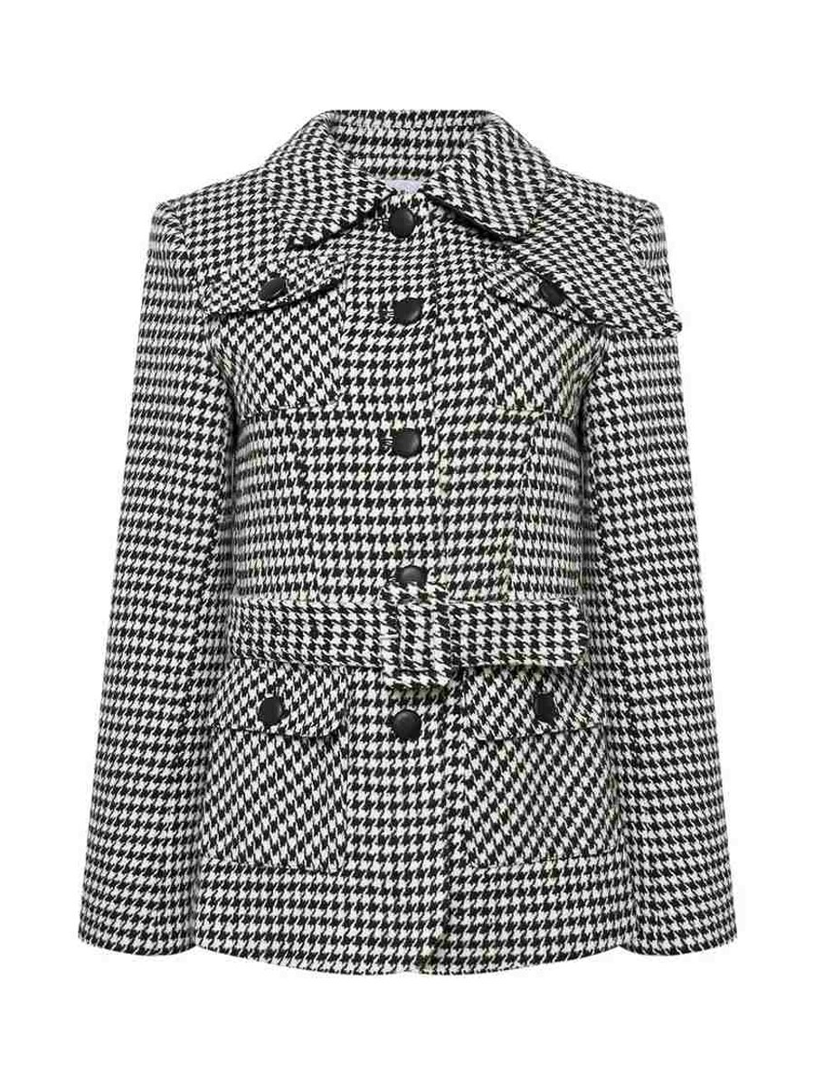 Жакет- пальто из шерсти, Черно-Белый